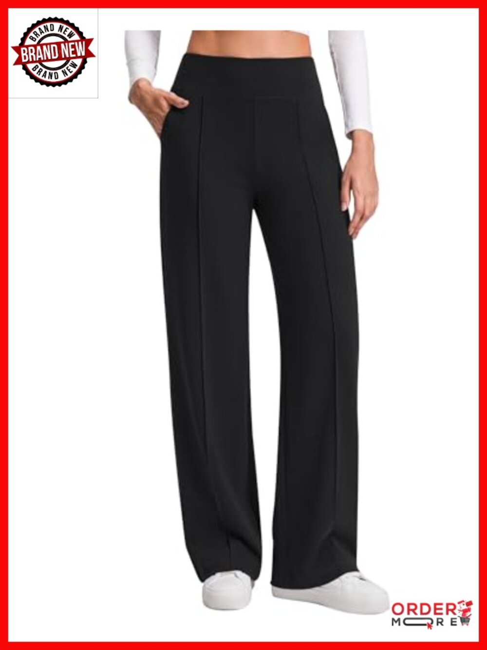 Wide Leg Yoga Pants High Rise Tummy Control Pockets Work Lounge